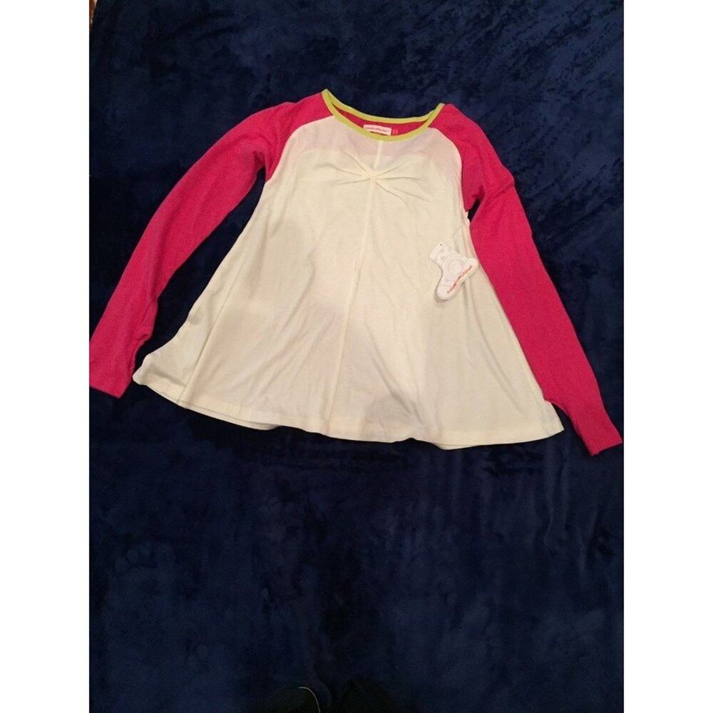 LITTLE MISS MATCHED GIRLS LONG SLEEVE TOP WHITE /PINK SIZE XS